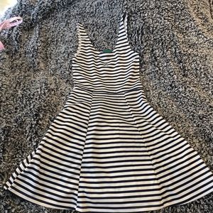 Blue and white striped dress